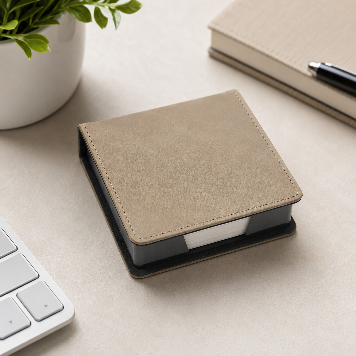 Laserable Leatherette Sticky Note Holder Blank | Desktop Memo Pad Box
