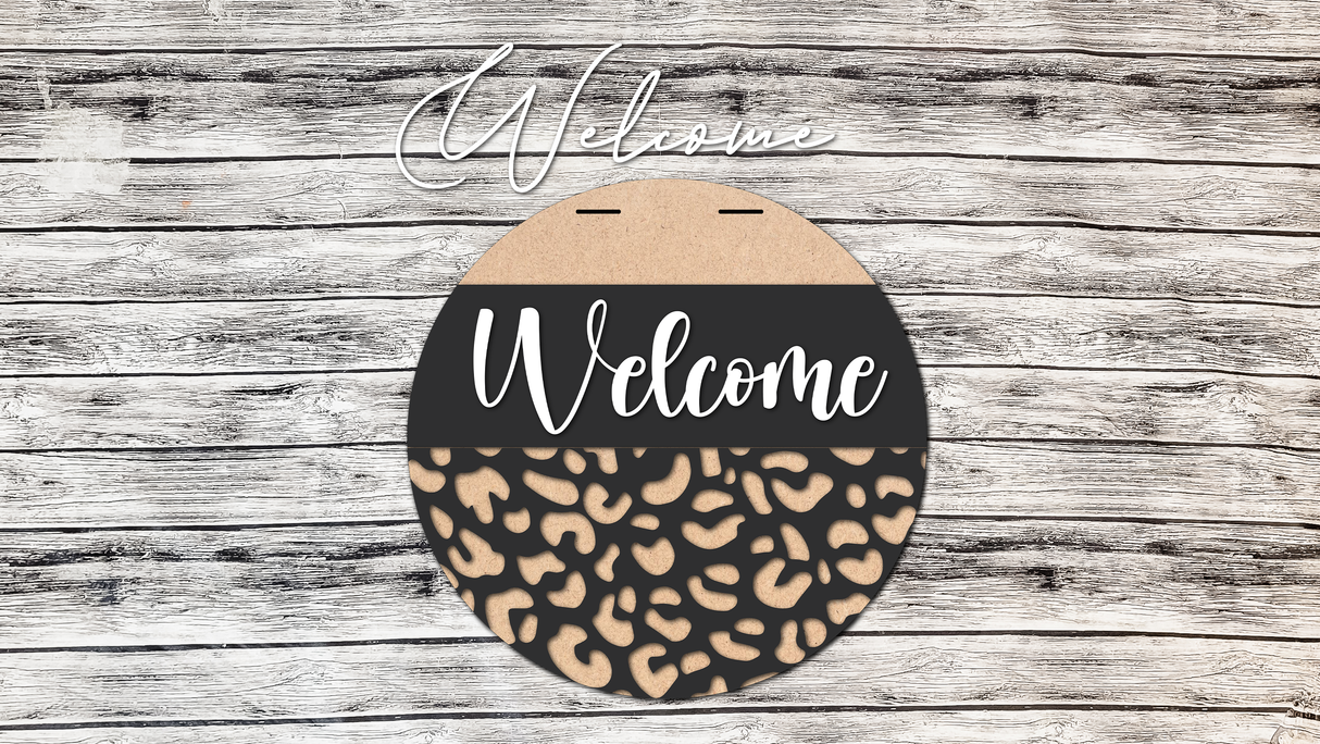 Welcome Leopard Print Bottom Door Hanger - Lvl 1