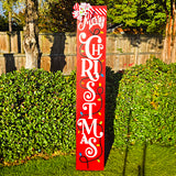 6ft Merry Christmas Lights Vertical Porch Leaner SVG