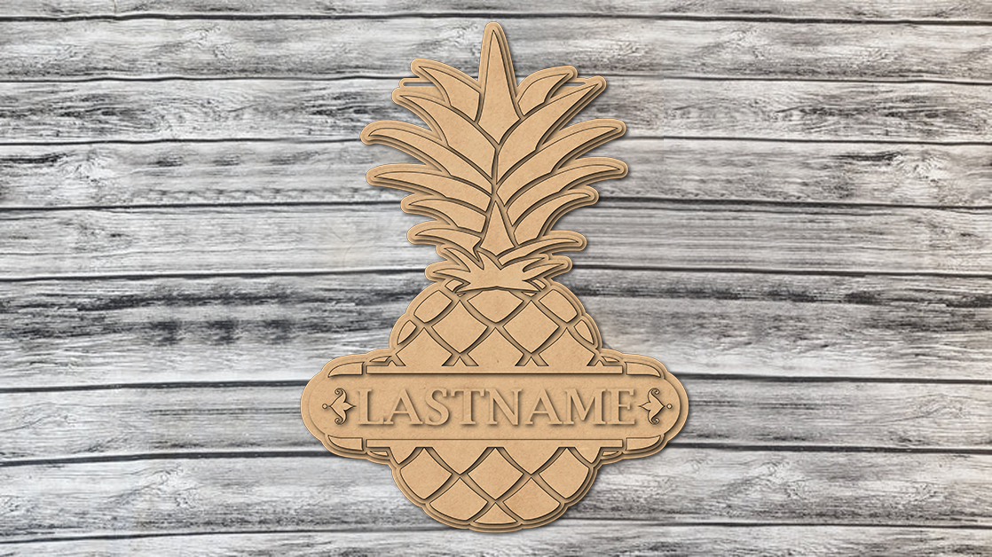 Pineapple Personalized Door Hanger DIY Unfinished Kit