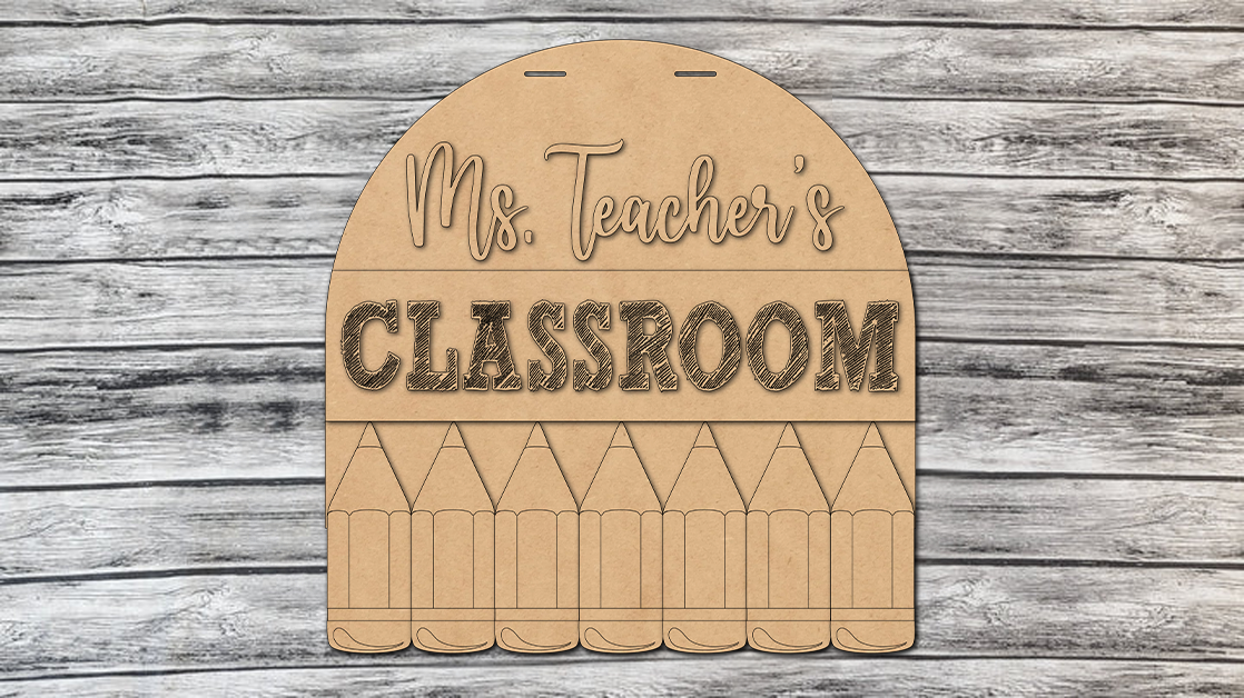 Personalized Teacher Classroom Colored Pencils Door Hanger - LEVEL 2