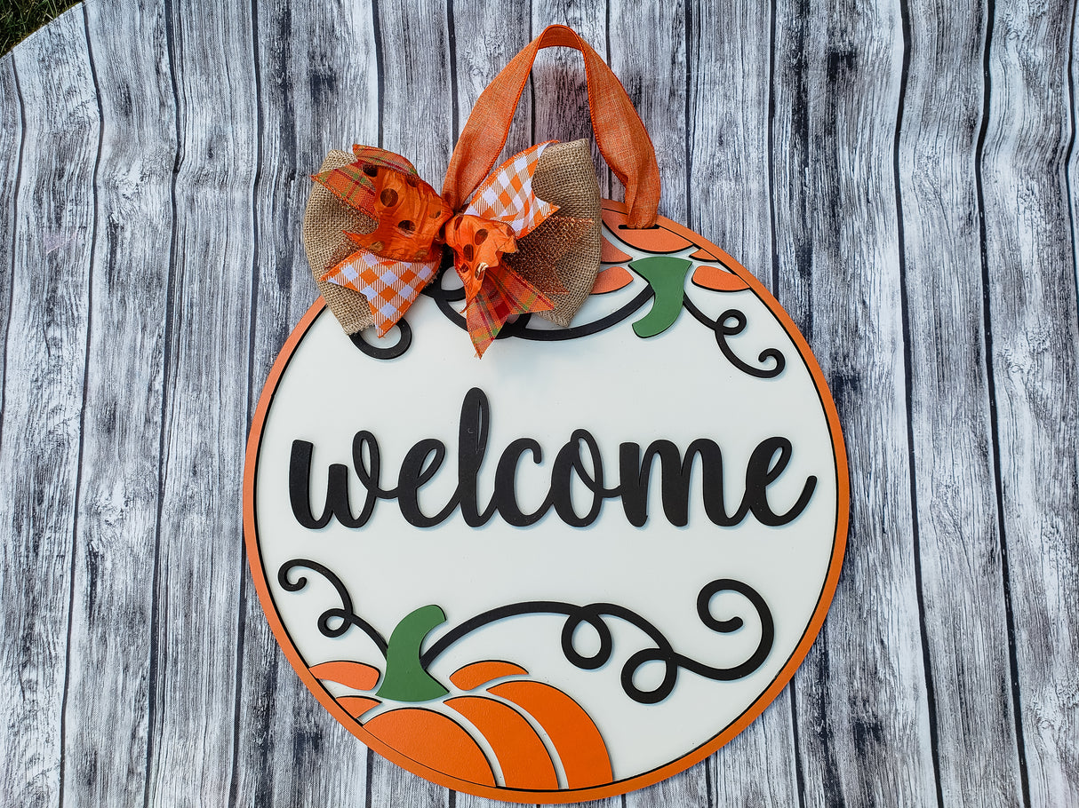 Welcome Elegant Pumpkins Door Hanger SVG