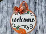 Welcome Elegant Pumpkins Door Hanger SVG