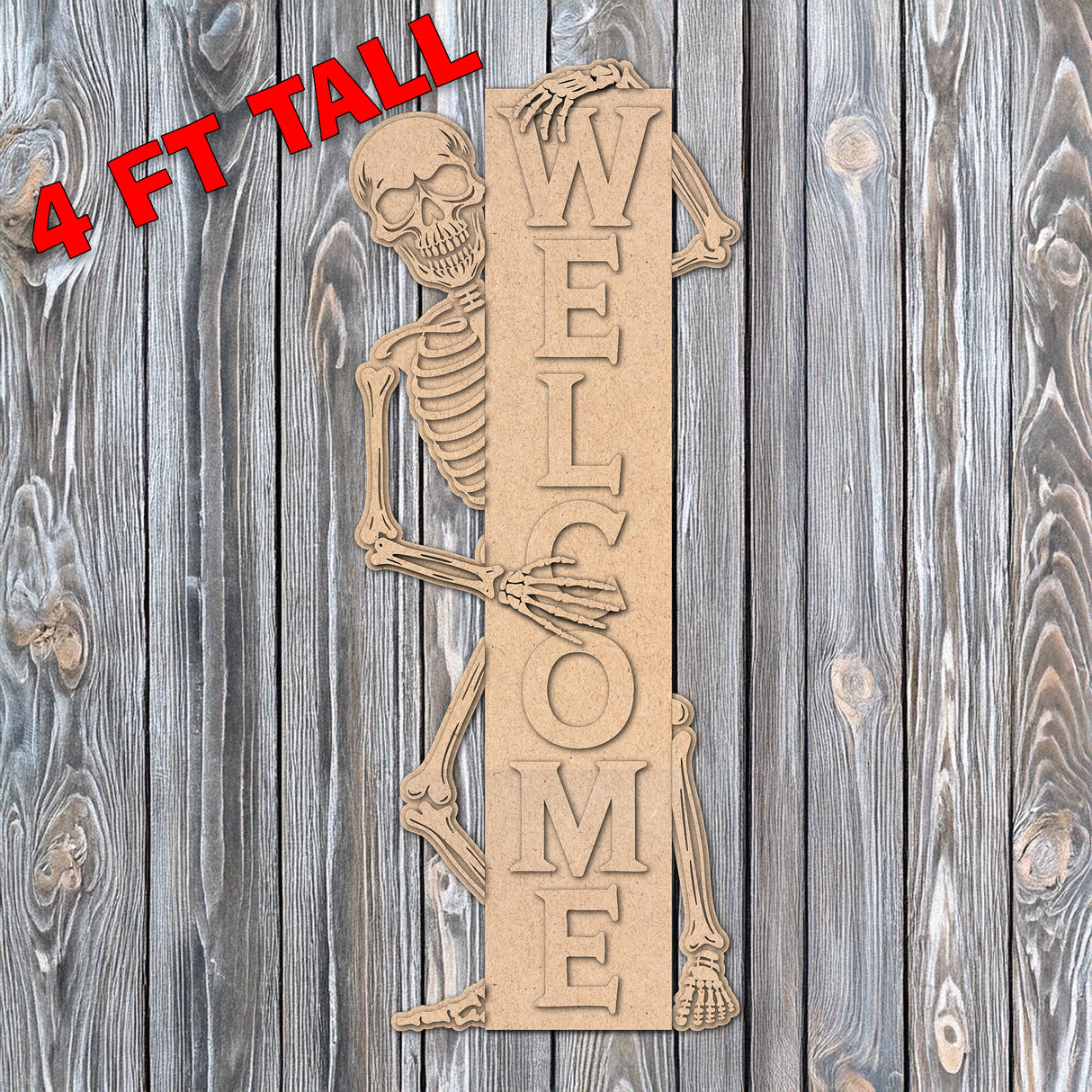 Welcome Skeleton 4ft Tall Porch Leaner - DIY Unfinished Kit - Lvl 3