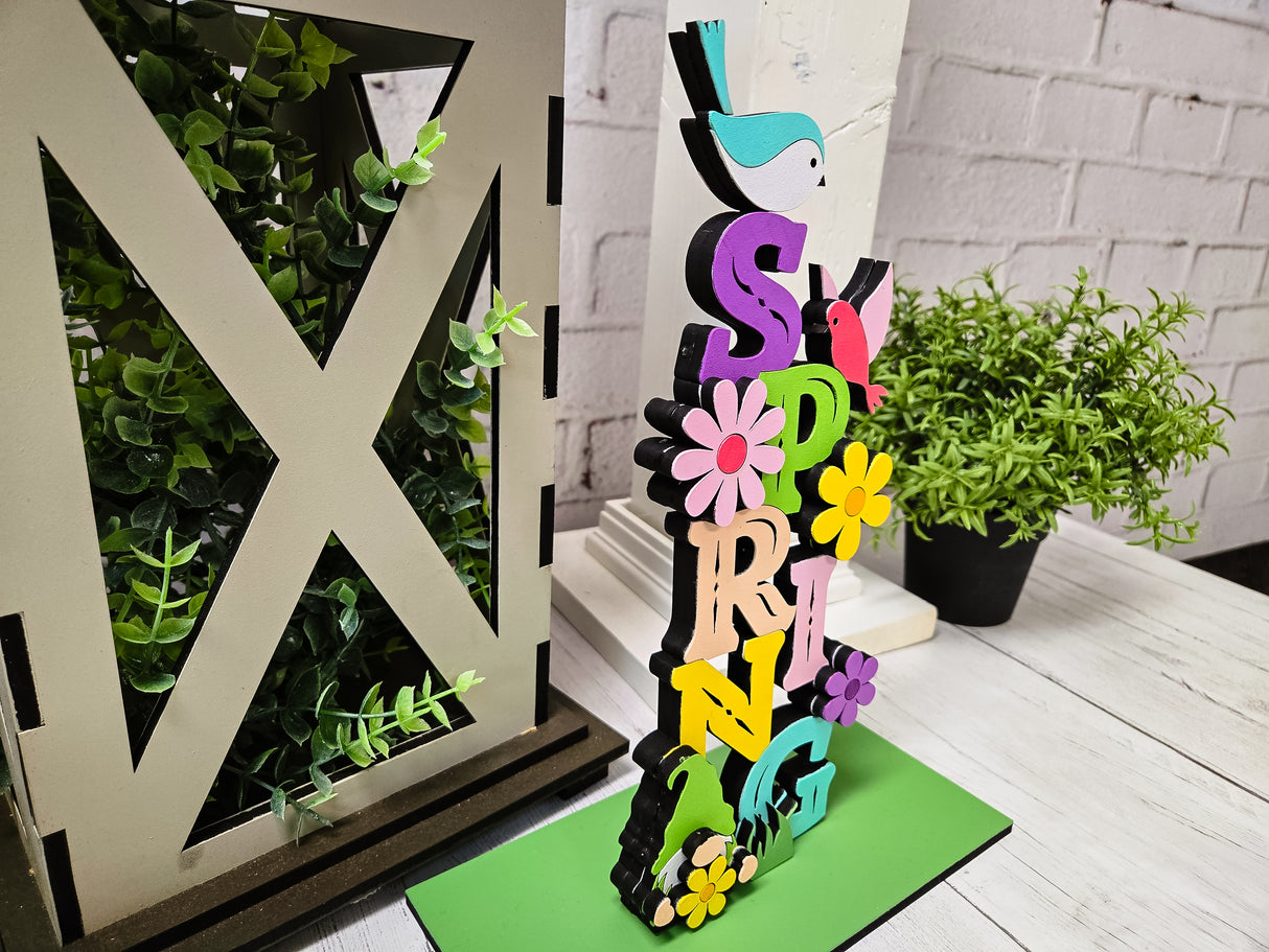 Spring Tabletop Stander with Gnome - DIY Unfinished Kit - Lvl 2