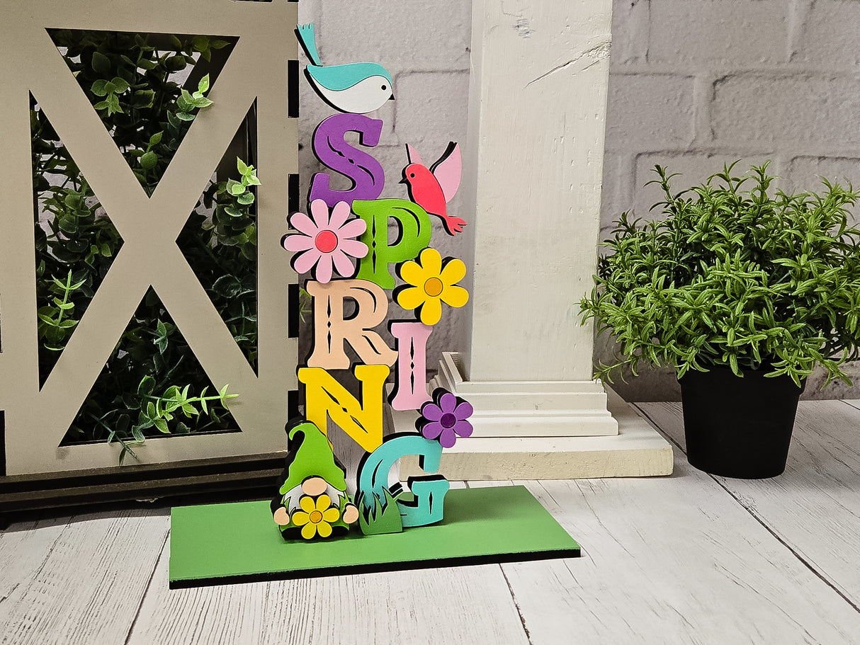 Spring Tabletop Stander with Gnome - DIY Unfinished Kit - Lvl 2