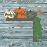 Thankful Grateful Blessed Stacked Pumpkins Door Corner - Finished