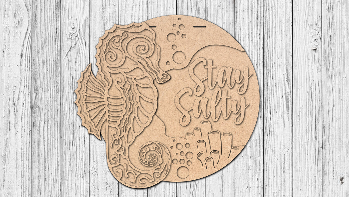 Stay Salty Seahorse Door Hanger - Lvl 1