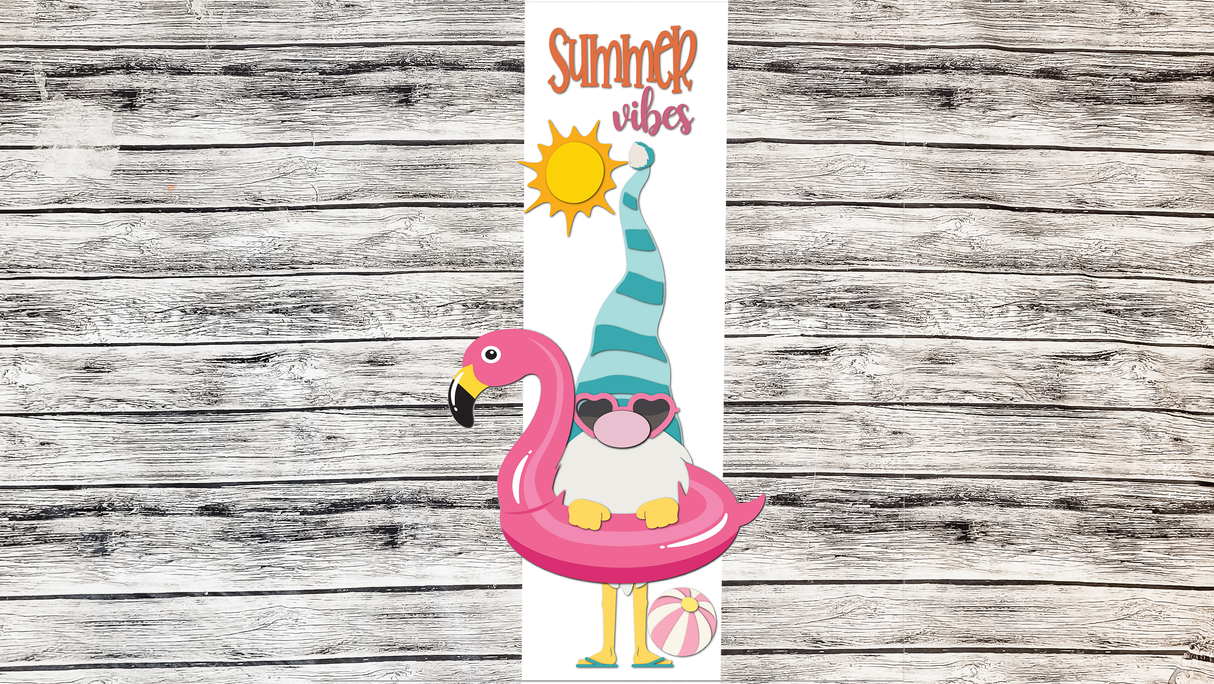 Summer Vibes Gnome with Floaty Vertical Porch Leaner SVG