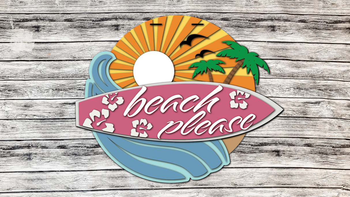 Beach Please Surfboard Door Hanger - Lvl 2