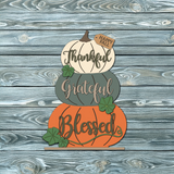 Thankful Grateful Blessed Stacked Pumpkins 12inch Table Stander - DIY Unfinished Kit - Lvl 2