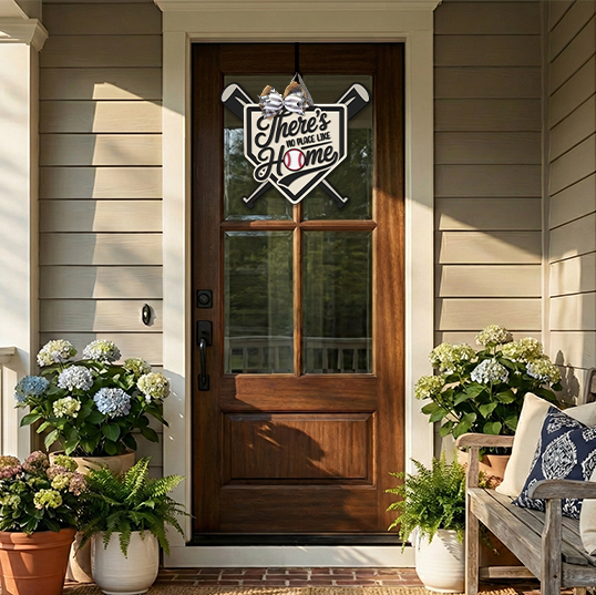 There's No Place Like Home Baseball Bats Door Hanger - DIY Unfinished Kit - Lvl 2