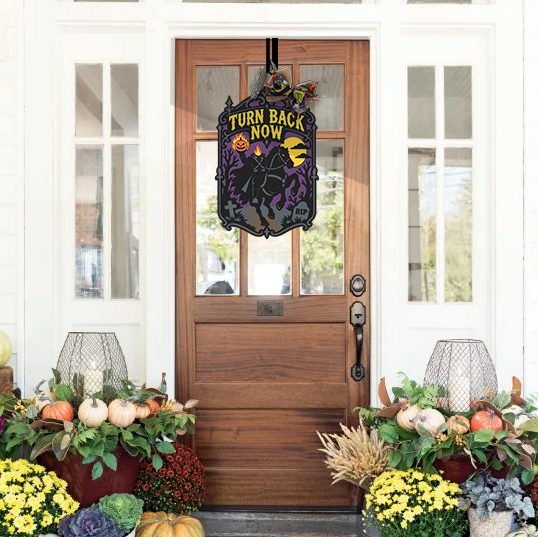 Turn Back Now Headless Horseman Door Hanger  - DIY Unfinished Kit - Lvl 3