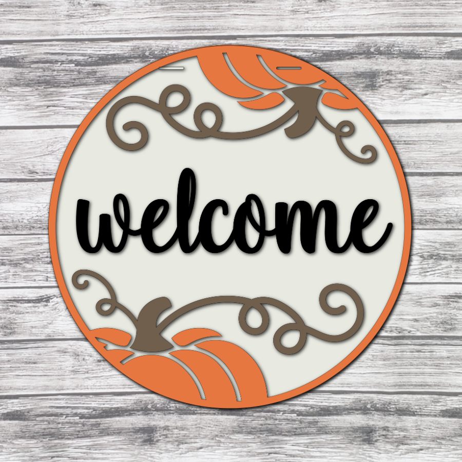 Welcome Elegant Pumpkins Door Hanger SVG