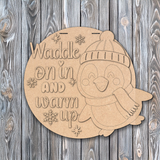 Waddle On In Penguin Door Hanger - DIY Unfinished Kit - Lvl 2