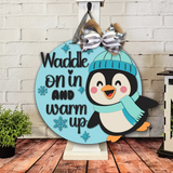 Waddle On In Penguin Door Hanger SVG