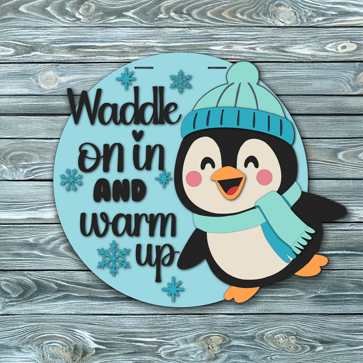 Waddle On In Penguin Door Hanger SVG