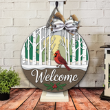Welcome Cardinal Birch Trees Door Hanger - DIY Unfinished Kit - Lvl 2
