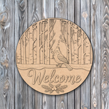 Welcome Cardinal Birch Trees Door Hanger - DIY Unfinished Kit - Lvl 2