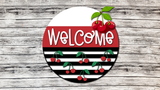 Welcome Cherries Stripes Door Hanger - Lvl 1