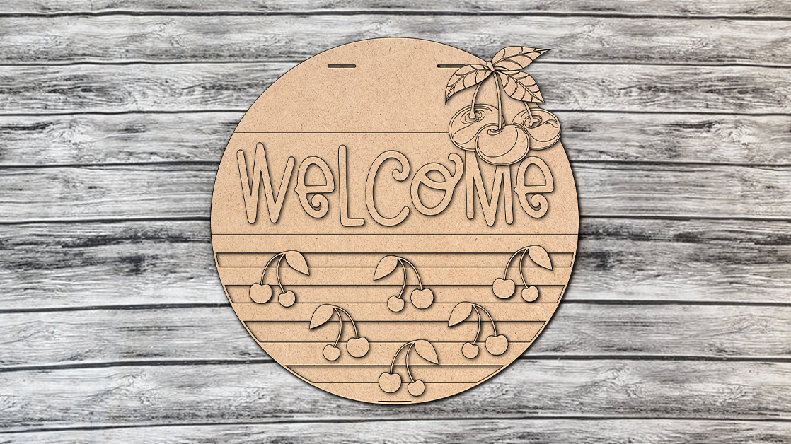 Welcome Cherries Door Hanger DIY Unfinished Kit