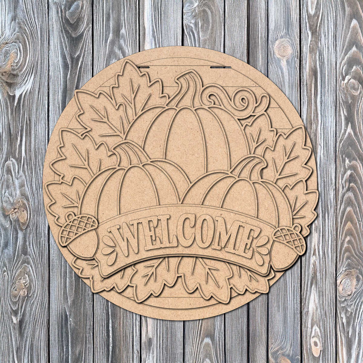Welcome Fall Pumpkins Door Hanger  - DIY Unfinished Kit - Lvl 2