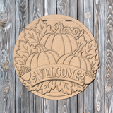 Welcome Fall Pumpkins Door Hanger  - DIY Unfinished Kit - Lvl 2