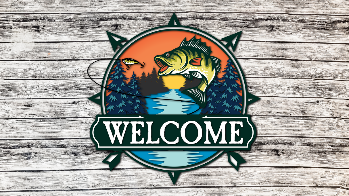 Fishing Lake Mountain Door Hanger - Lvl 3