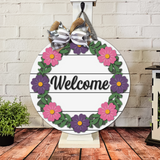 Welcome Flowers Wreath Door Hanger SVG