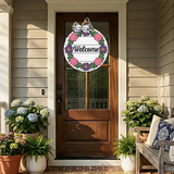 Welcome Flowers Wreath Door Hanger SVG