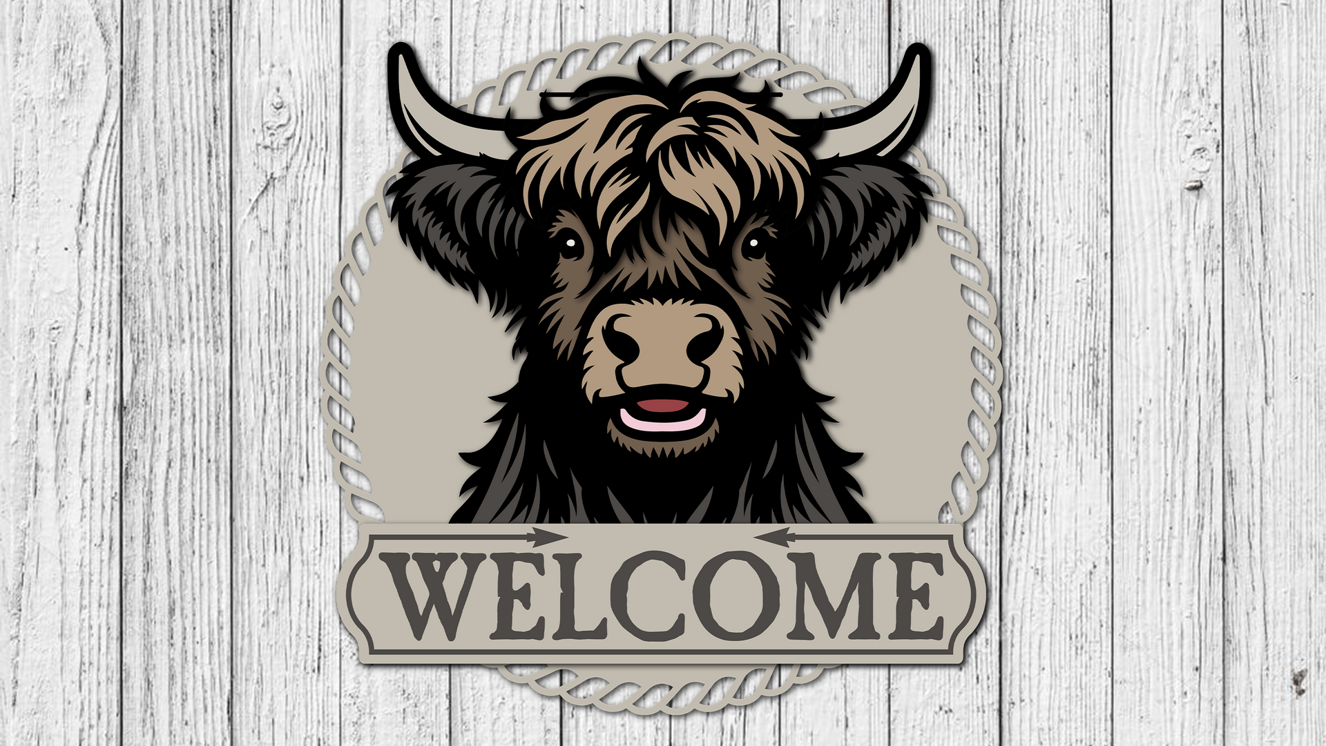 Welcome Highland Cow Happy Door Hanger SVG – Kim & Garrett Make It!