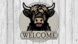 Welcome Highland Cow Happy Door Hanger - DIY Unfinished Kit - Lvl 3