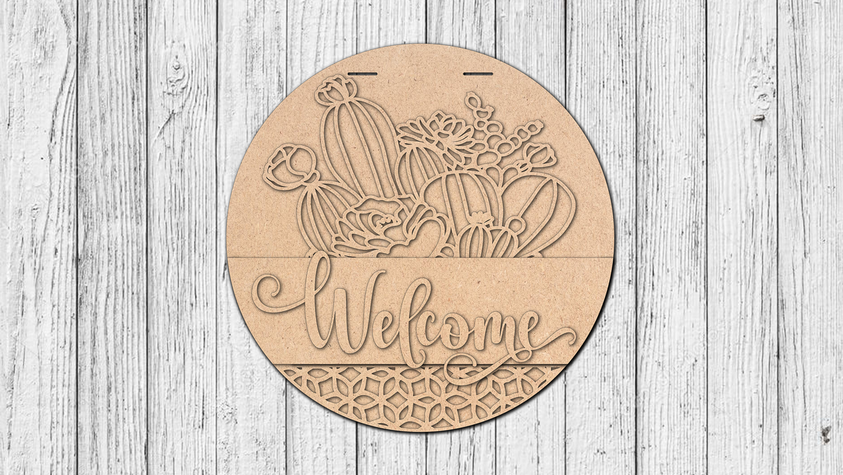 Welcome Interchangeable Top and Bottom Door Hanger - DIY Unfinished Kit - Lvl 1