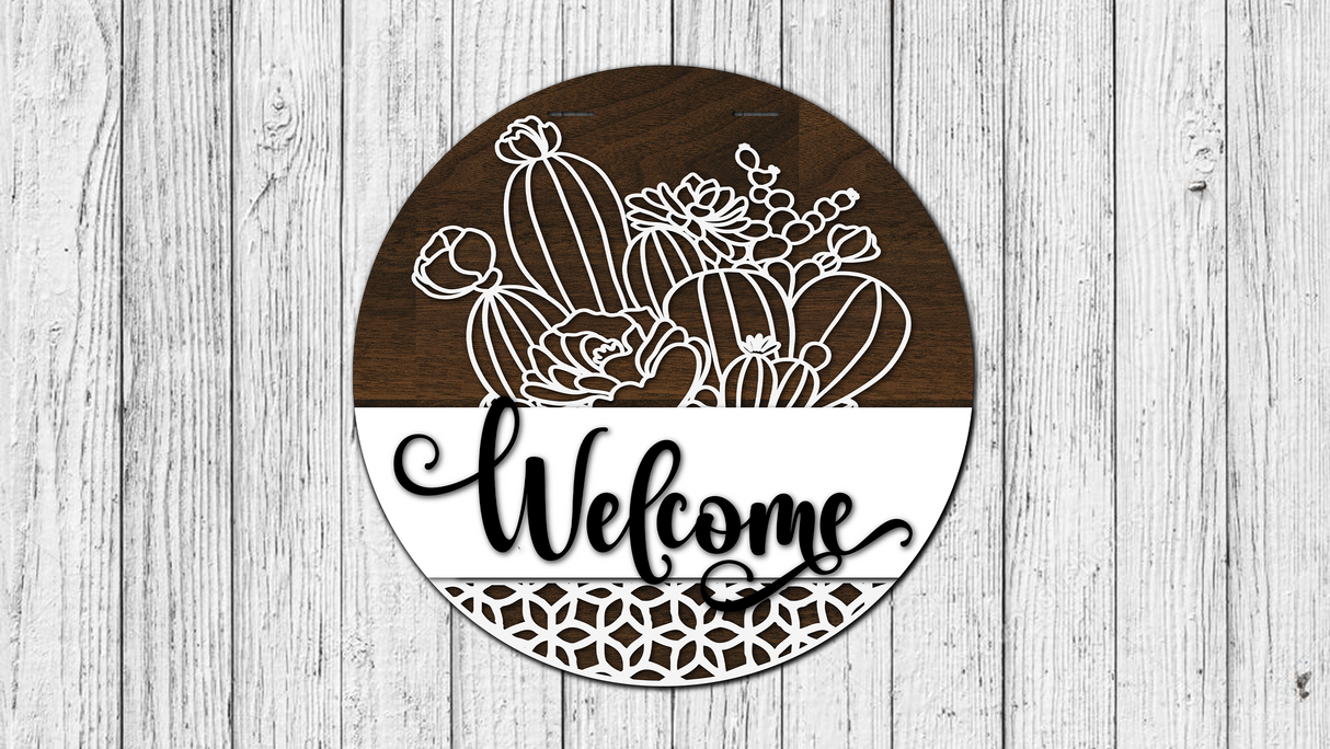 Welcome Interchangeable Top and Bottom Door Hanger  - Finished