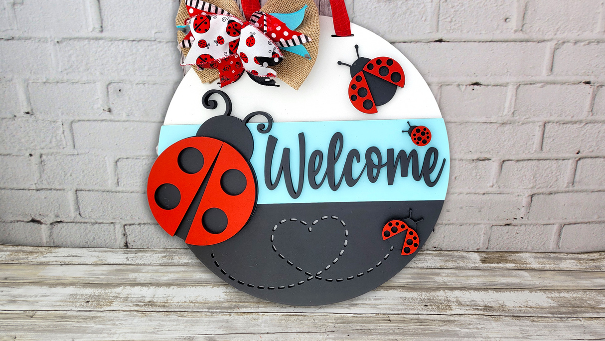 Welcome Ladybugs Door Hanger