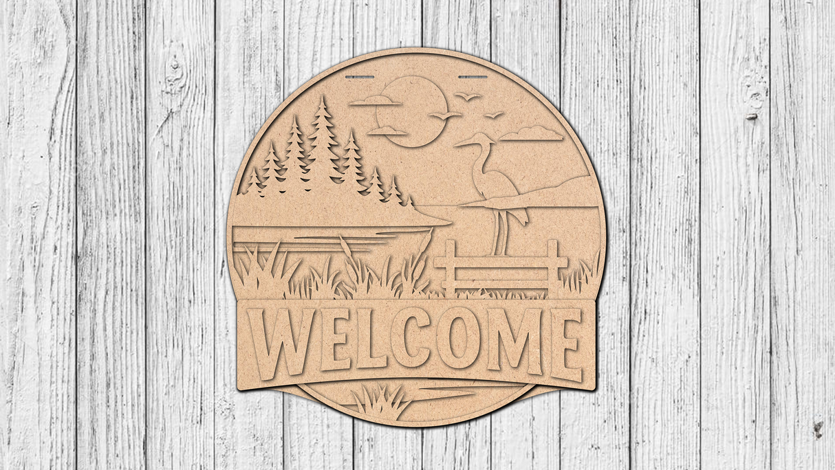 Welcome Lake with Crane Door Hanger - Lvl 2