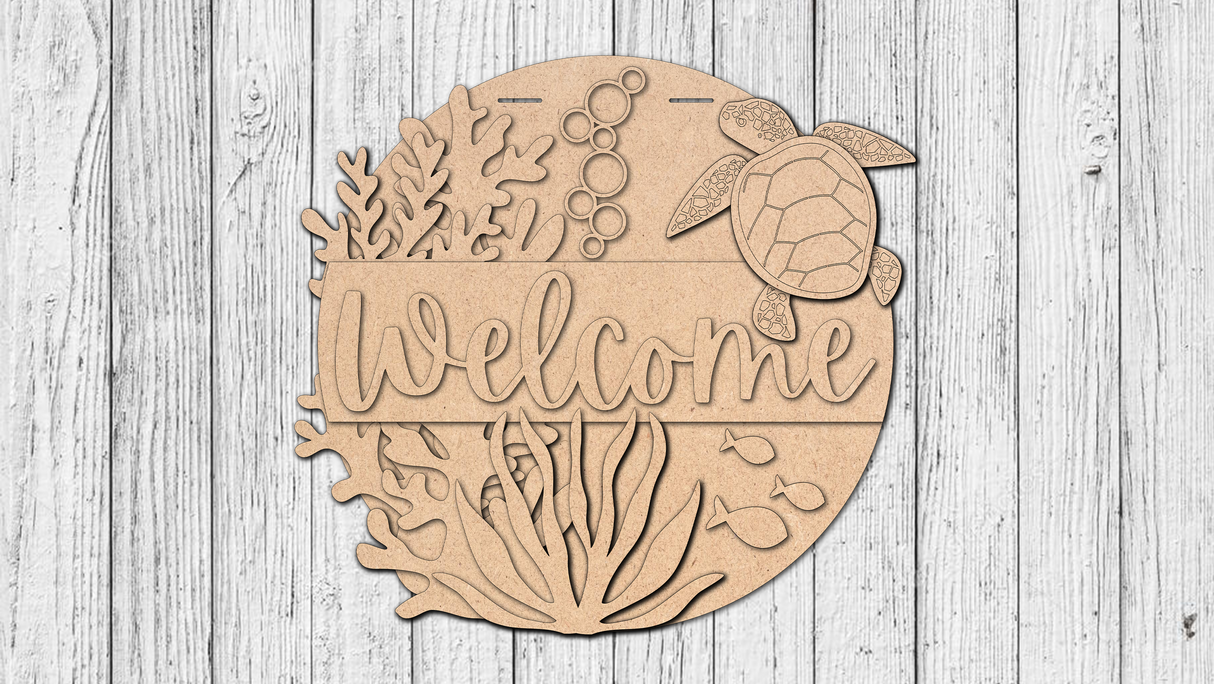 Welcome Sea Turtle Door Hanger - DIY Unfinished Kit - Lvl 2