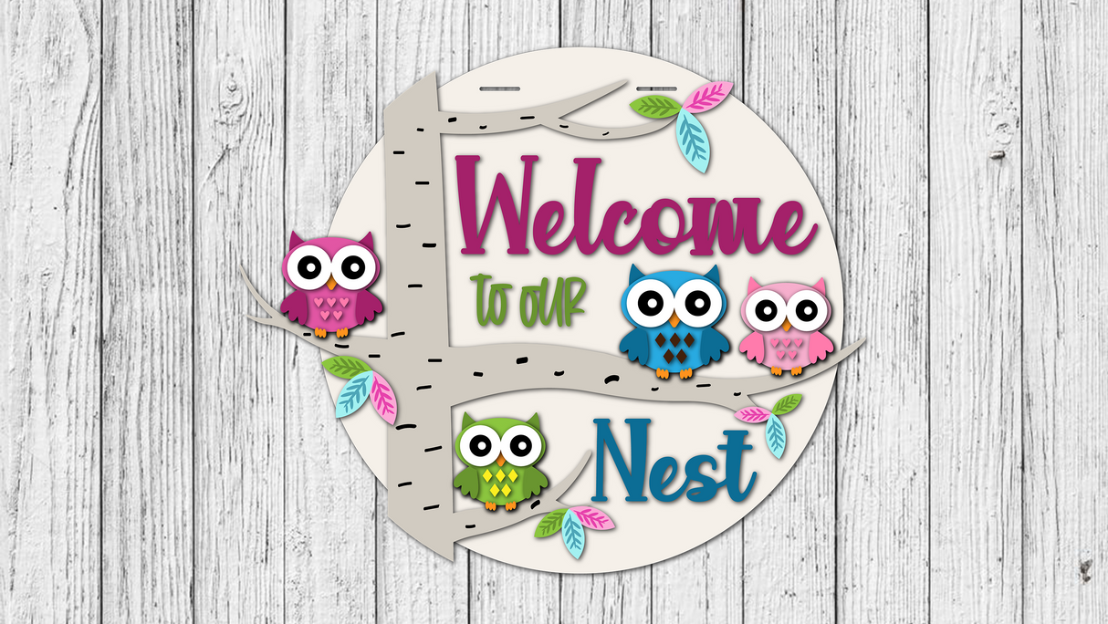 WELCOME to our NEST Owls Door Hanger - DIY Unfinished Kit