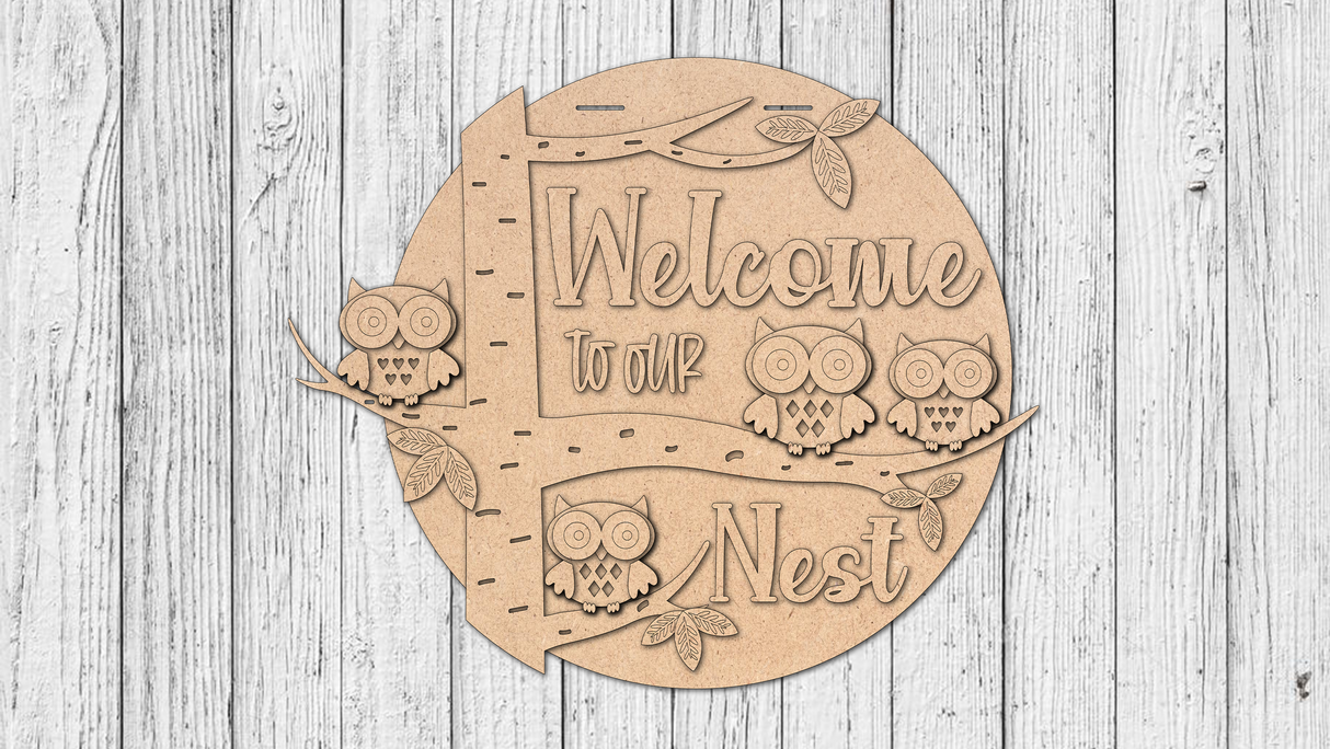 WELCOME to our NEST Owls Door Hanger - DIY Unfinished Kit