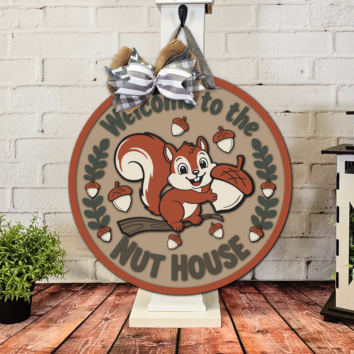 Welcome to the Nut House Cute Squirrel Door Hanger SVG