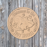 Welcome to the Nut House Cute Squirrel Door Hanger  - DIY Unfinished Kit - Lvl 2