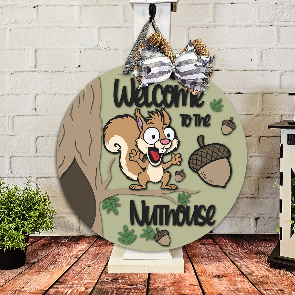 Welcome to the Nuthouse Squirrel Door Hanger - DIY Unfinished Kit - Lvl 2