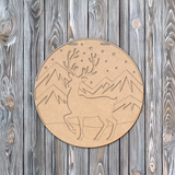 Winter Mountains and Deer Door Hanger - DIY Unfinished Kit - Lvl 1