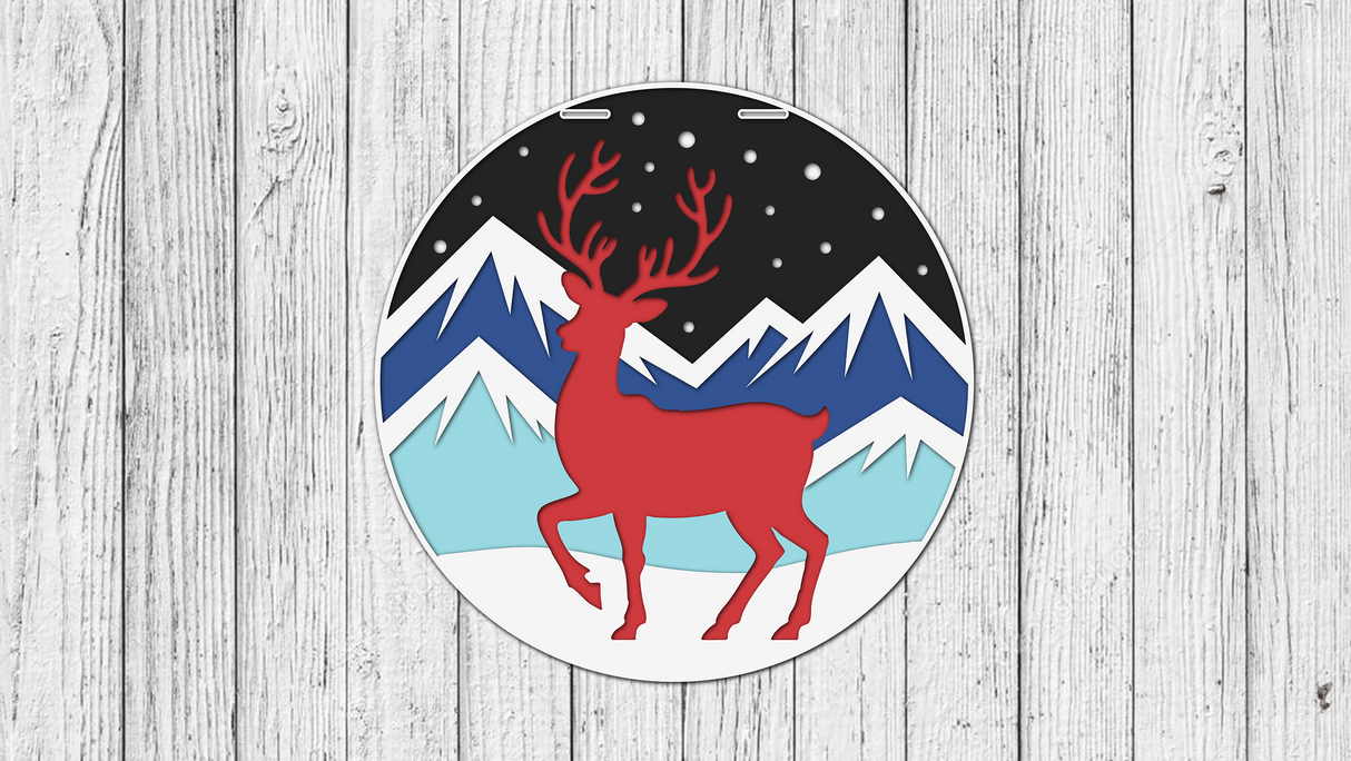 Winter Mountains and Deer Door Hanger - LEVEL 1