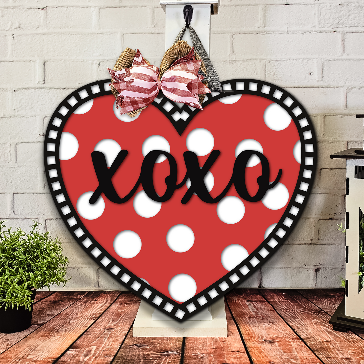 XOXO Polka Dot Heart Door Hanger - DIY Unfinished Kit - Lvl 1