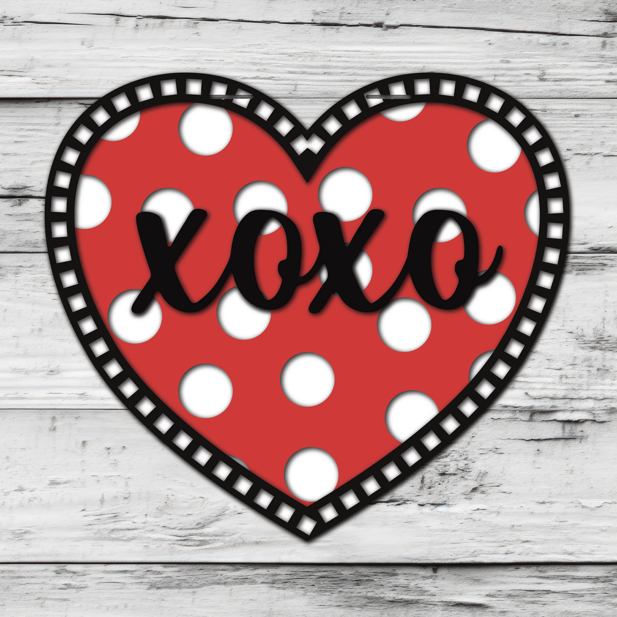 XOXO Polka Dot Heart Door Hanger SVG