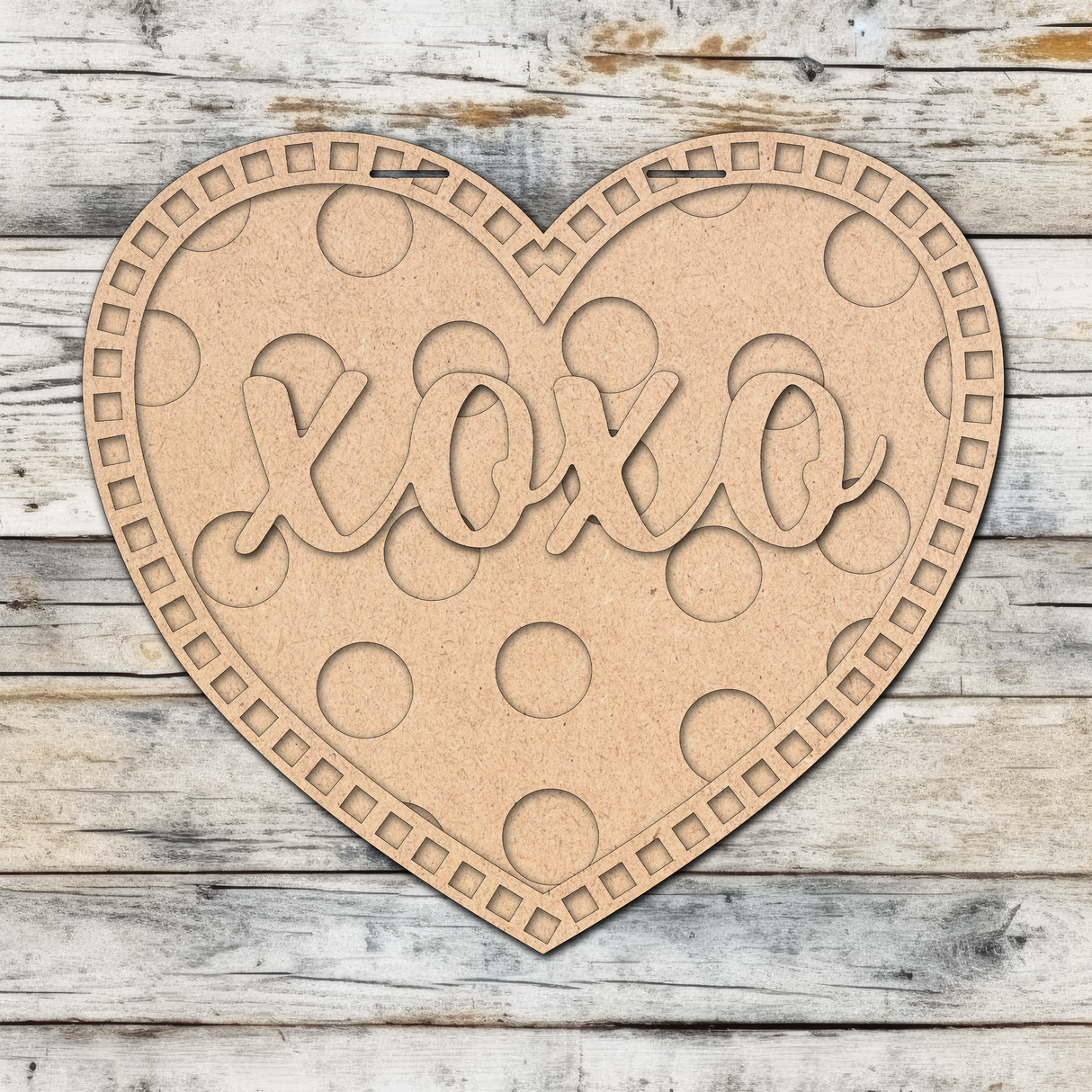 XOXO Polka Dot Heart Door Hanger - DIY Unfinished Kit - Lvl 1