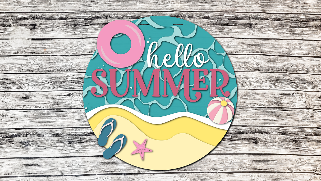 Hello Summer Beach Door Hanger  - Lvl 2