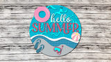 Hello Summer Pool Door Hanger  - Lvl 2