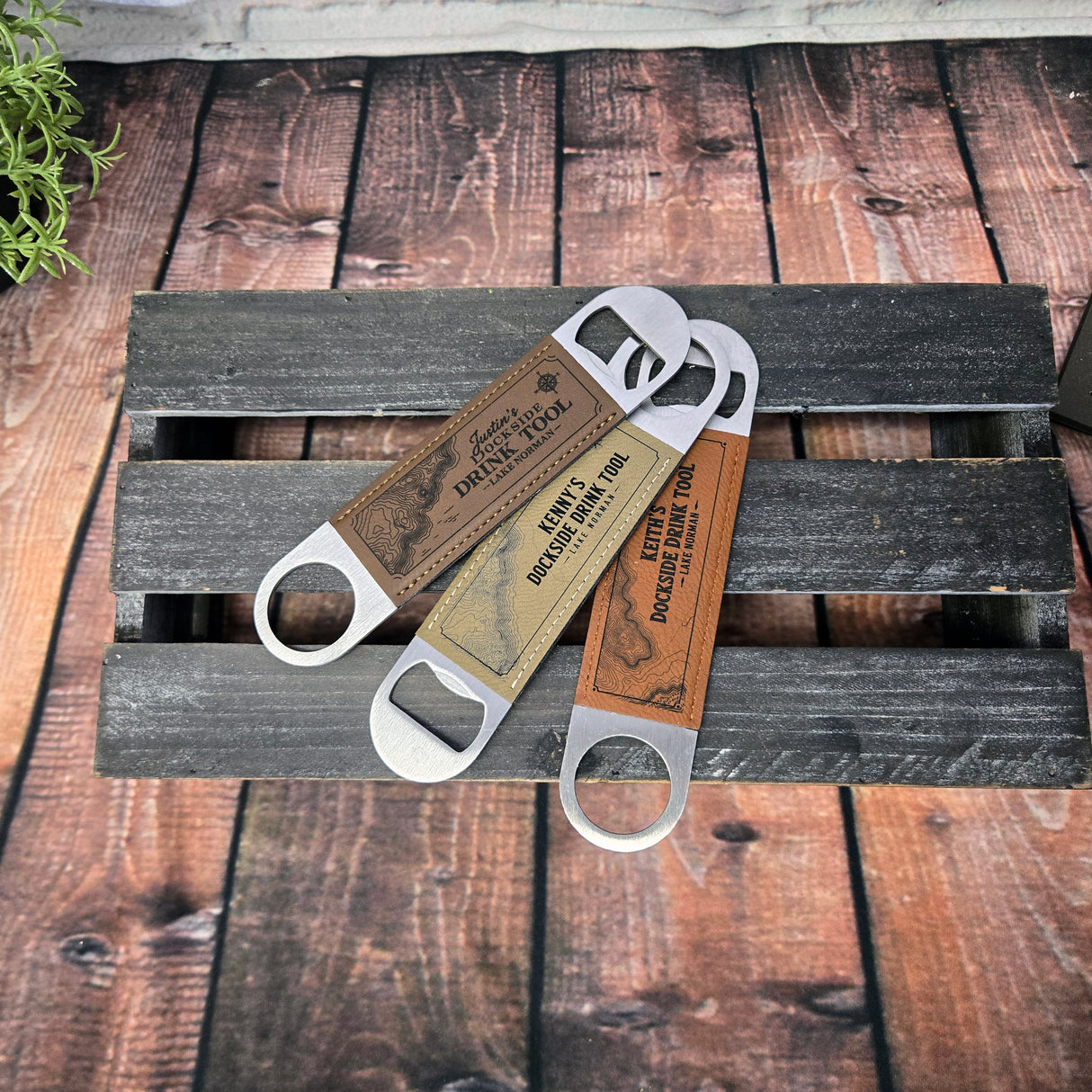 Laser Engravable Leatherette Wrapped Stainless Steel Bottle Opener